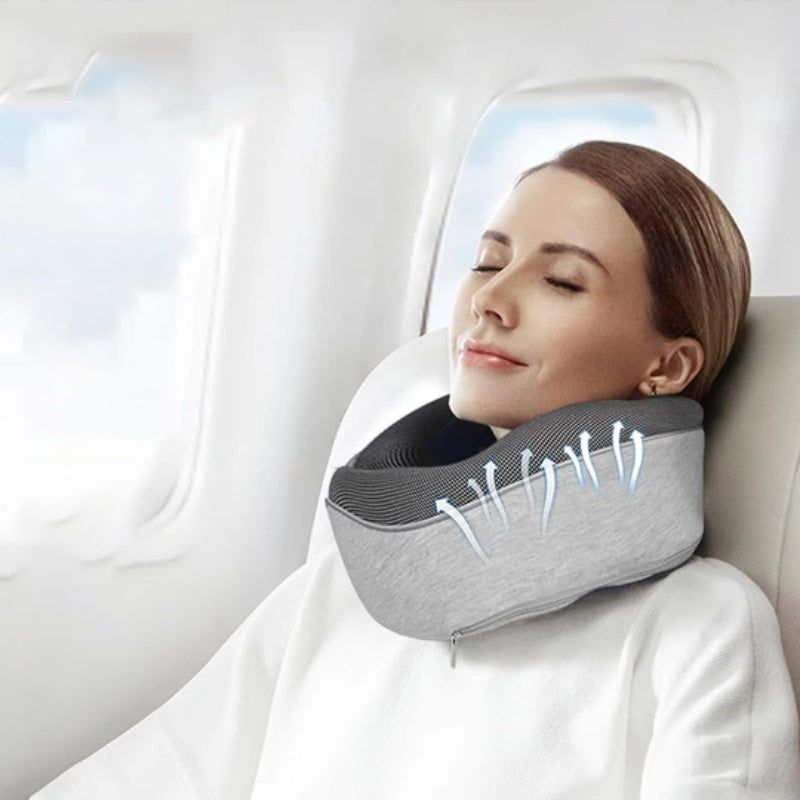 Durable U-Shaped Travel Neck Pillow – Memory Cotton Cushion for Airplane Naps