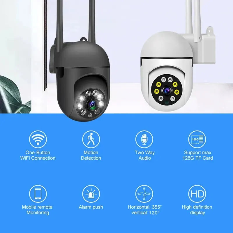 5GHz PTZ WiFi IP Wireless Camera - Auto Track, 4X Zoom, Full Color Night Vision