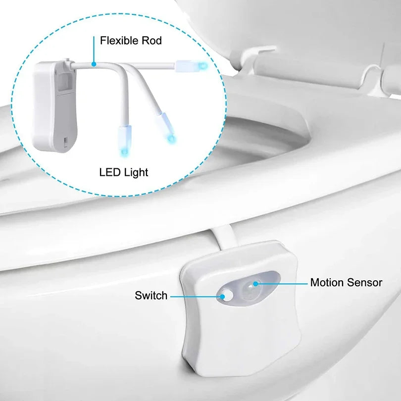 Smart Motion Sensor Toilet Night Light - 16 Colors Waterproof LED for Toilet Bowl