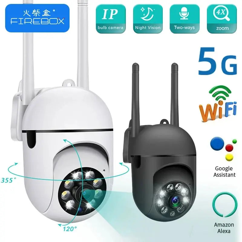 5GHz PTZ WiFi IP Wireless Camera - Auto Track, 4X Zoom, Full Color Night Vision